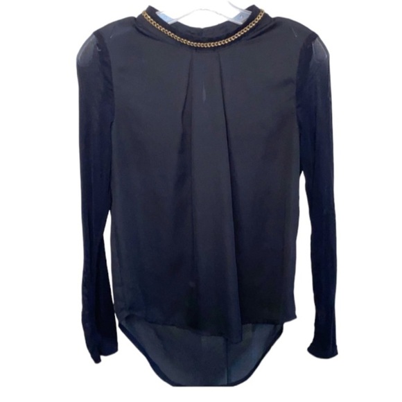 Windsor | Chiffon Black Blouse Gold Chain Sheer - Picture 1 of 7